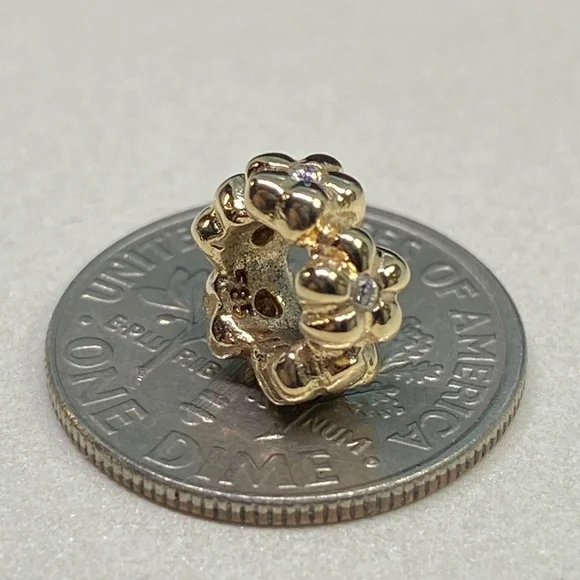 Pandora 14K Gold Flower Spacer with Diamonds - 750436D Retired Rare